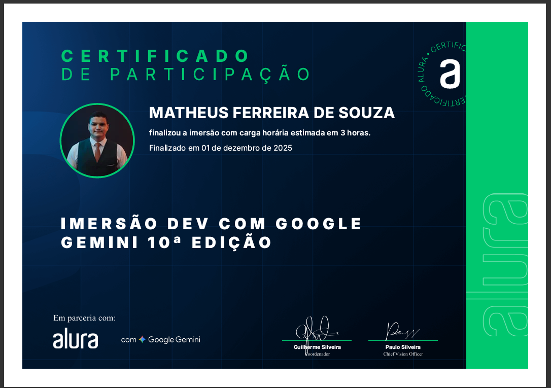 Certificado Imersão Dev com Google Gemini