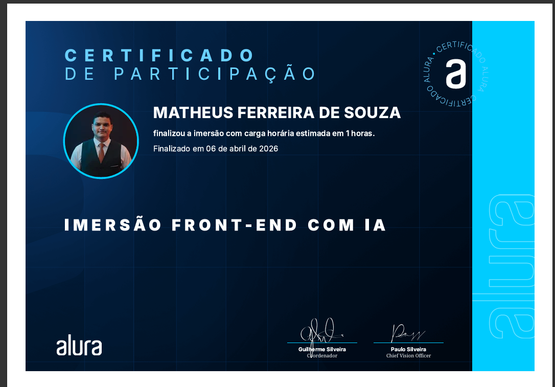 Certificado Imersão Front-end com IA