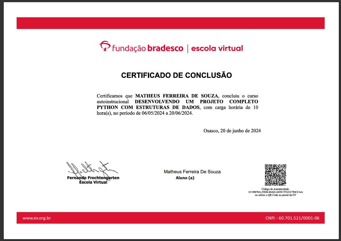 Certificado Python com Estruturas de Dados